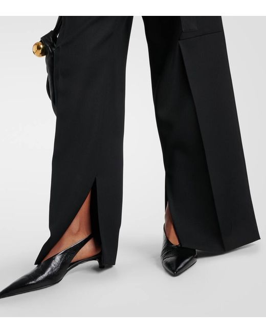 Pantaloni a gamba larga in gabardine di lana di Jil Sander in Black