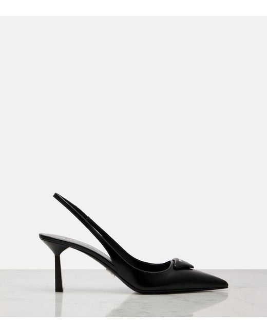 Prada Black Leather Slingback Pumps