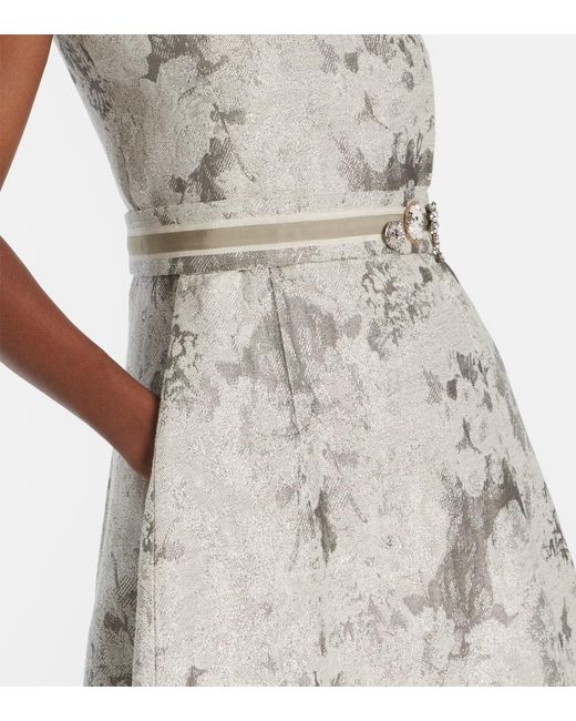 Vestido Midi En Mezcla De Algodon En Jacquard Max Mara de color Natural
