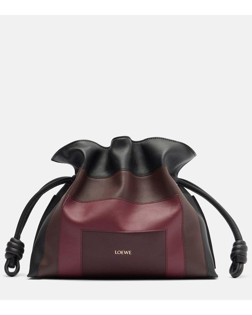 Loewe Brown Clutch Flamenco Medium Aus Leder