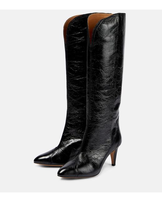 Isabel Marant Black Lestany Leather Knee-High Boots
