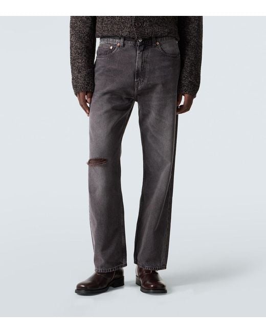 Our Legacy Gray Third Cut Distressed Wide-Leg Jeans for men