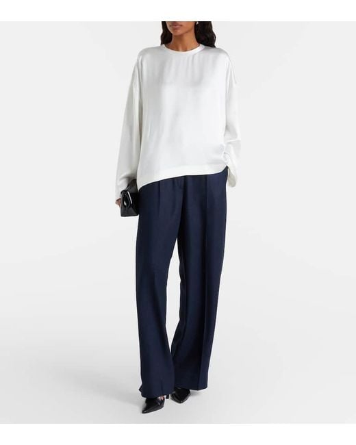 Totême  Blue Weite Hose Aus Flanell