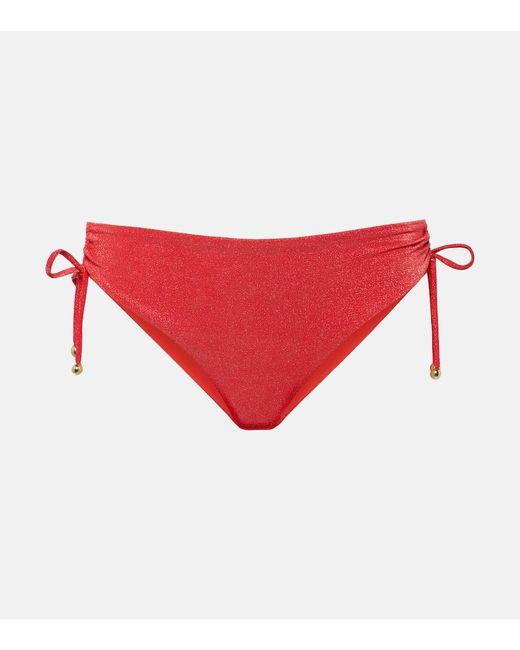 Max Mara Red Ruched Lurex® Bikini Bottoms