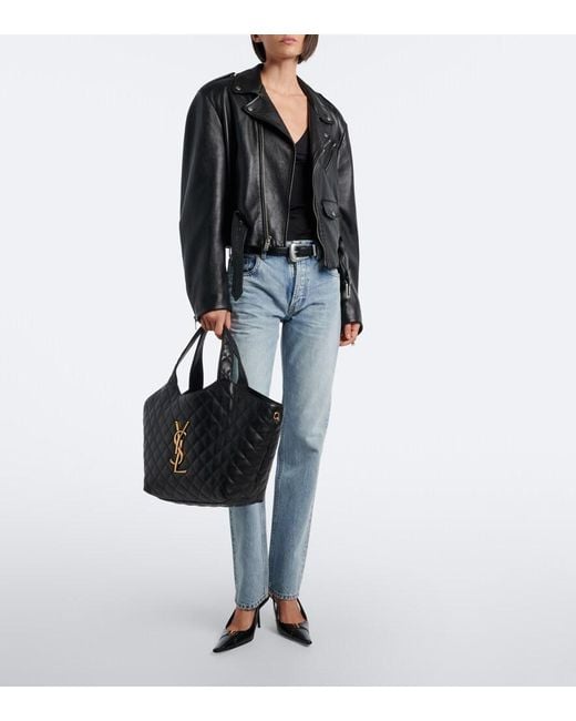 Saint Laurent Black Icare Medium Quilted Leather Shopper