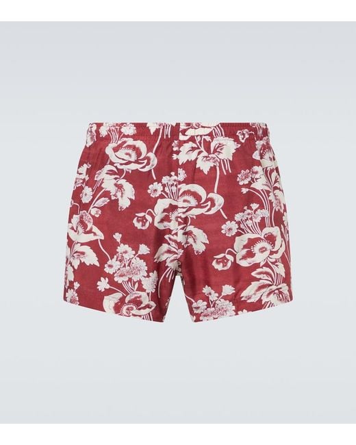 Commas Red Printed Swim Trunks for men