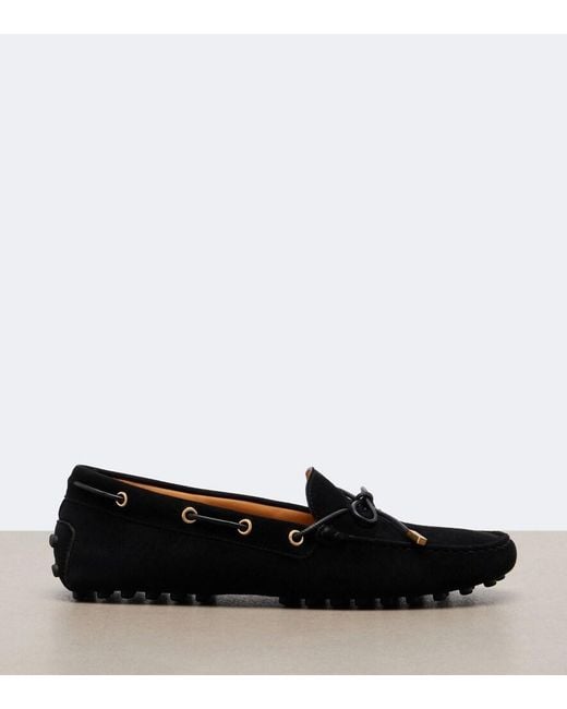 Tod's Black Suede Boat Shoes