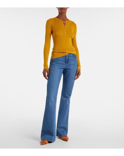 Gabriela Hearst Yellow Anges Cashmere, Silk, And Hemp Henley Shirt