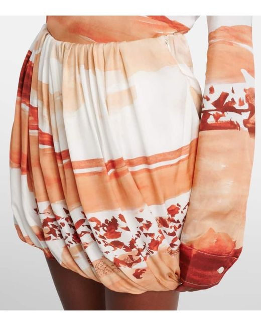 J.W. Anderson Orange Printed Draped Miniskirt