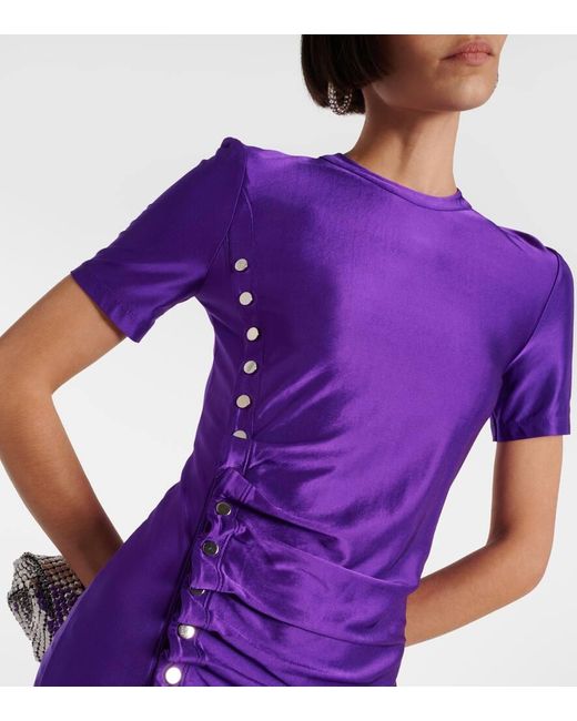 Vestido corto asimetrico drapeado Rabanne de color Purple