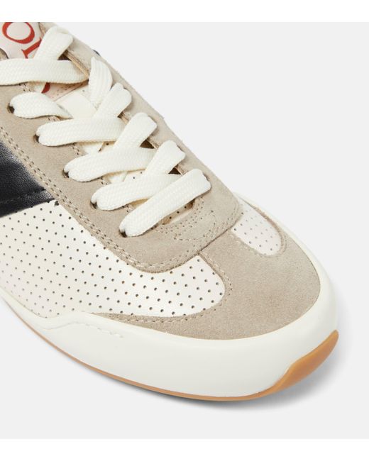Tod's White Leather And Suede-trimmed Sneakers
