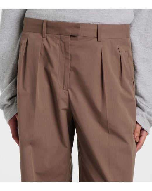 The Row Brown Alfidis Cotton Wide-Leg Pants