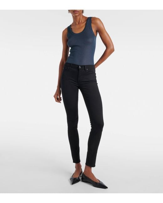 Jean a taille mi-haute The Skinny B(air) 7 For All Mankind en coloris Black