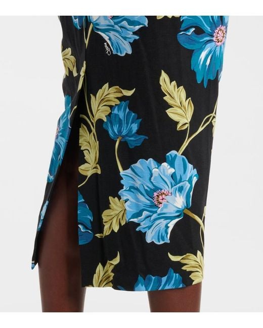 Diane von Furstenberg Blue Rich Floral Midi Dress