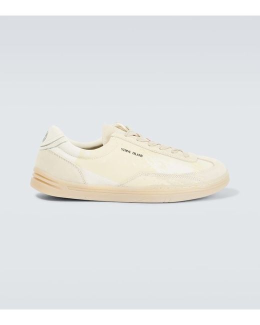 Stone Island White Rock Suede Sneakers for men