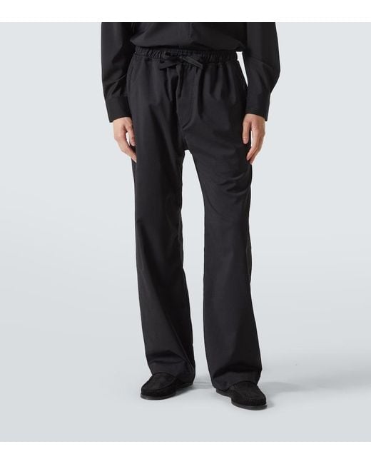 Saman Amel Black Wool Wide-Leg Pants for men