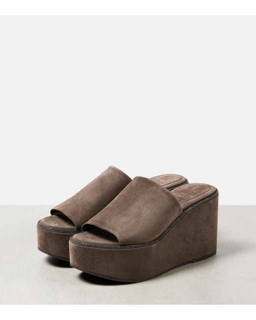 Brunello Cucinelli Brown Wedges With Almond Toe