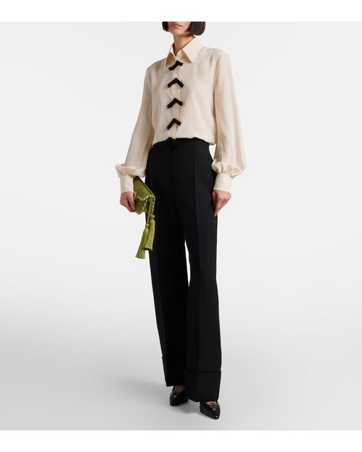 Valentino Black Crepe Couture Wide-Leg Pants