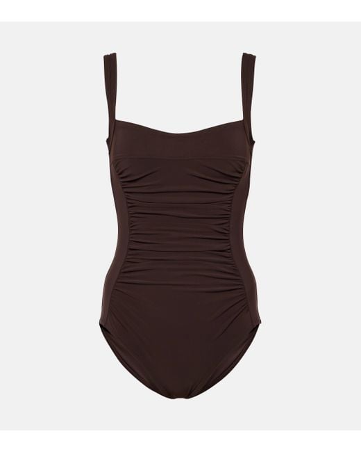 Karla Colletto Brown Basics Ruched Swimsuit