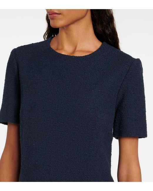 Oscar de la Renta Blue Tweed And Lace Minidress