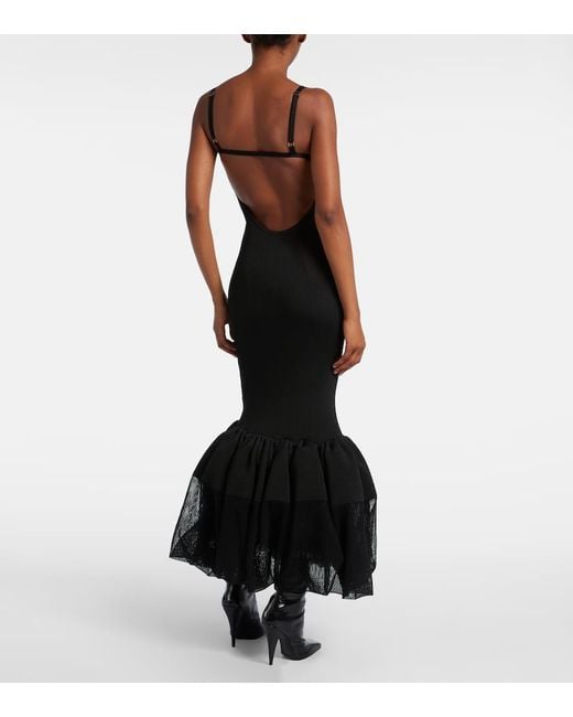 Givenchy Black Maxikleid Aus Rippstrick