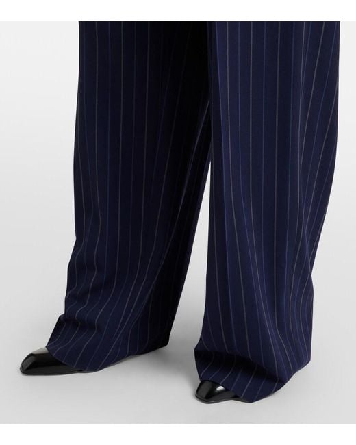 Ralph Lauren Blue Jody Wool Wide-Leg Pants