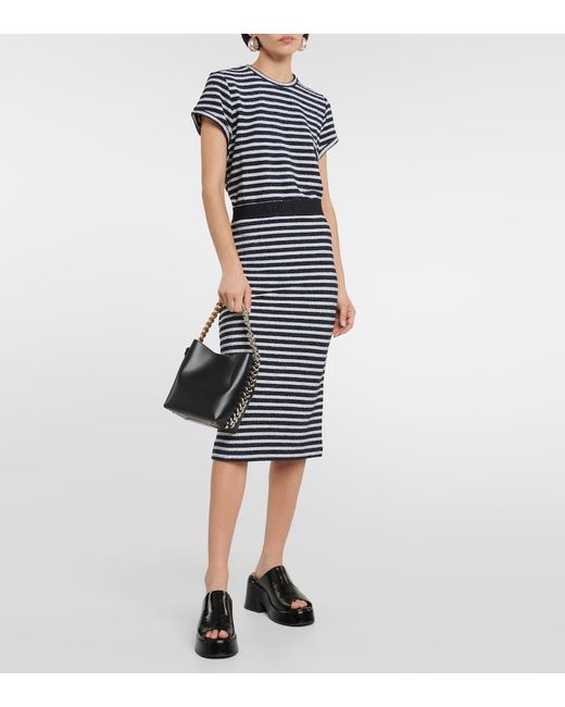 Dorothee Schumacher Black Endless Shimmer Striped Jersey Midi Skirt