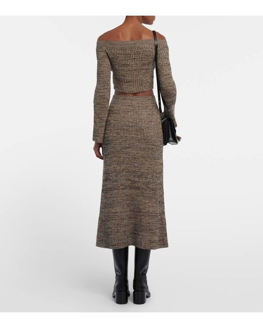 Falda En Mezcla De Seda Y Cachemir Chloé de color Brown