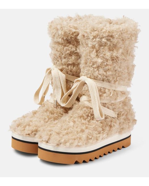 Stella McCartney Natural Sneak-Elyse Plush Teddy Snow Boots