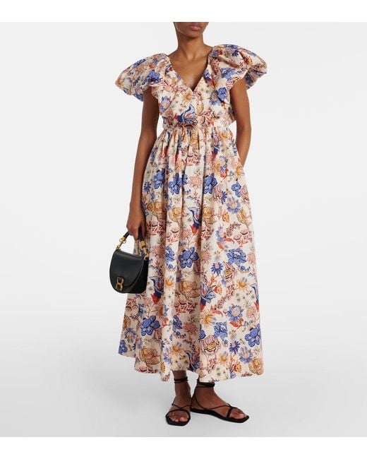 Ulla Johnson White Francesca Floral Cotton Poplin Midi Dress