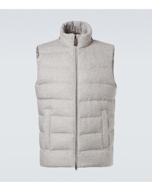 Herno Gray Down-Paneled Silk And Cashmere Vest for men