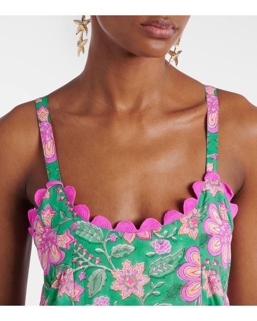 Juliet Dunn Green Printed Cotton Maxi Dress