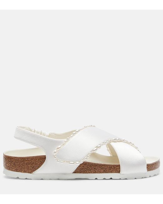 Birkenstock White X Danielle Frankel Tulum Embellished Satin Sandals