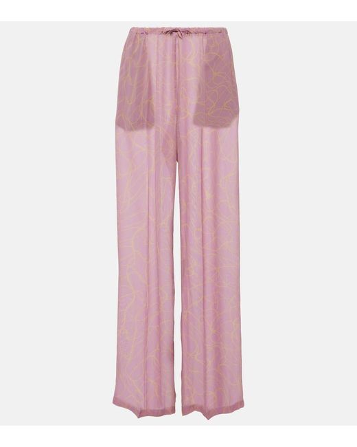 Pantalones anchos estampados Dries Van Noten de color Pink