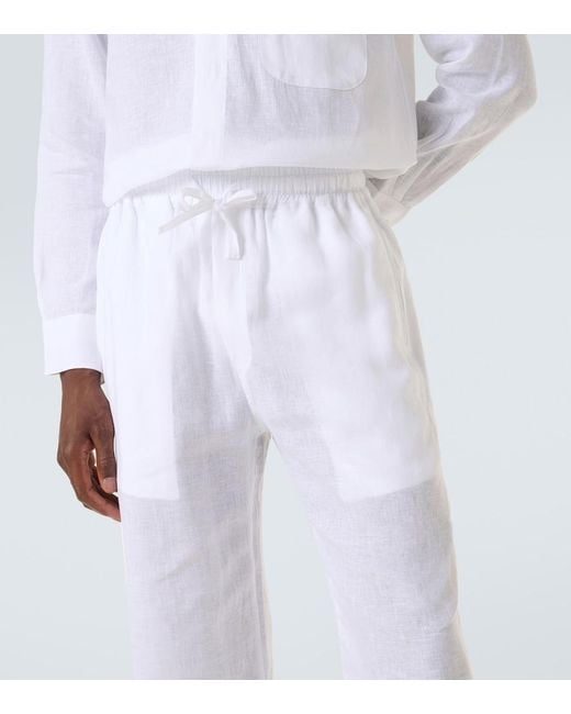 Saman Amel White Linen Wide-Leg Pants for men