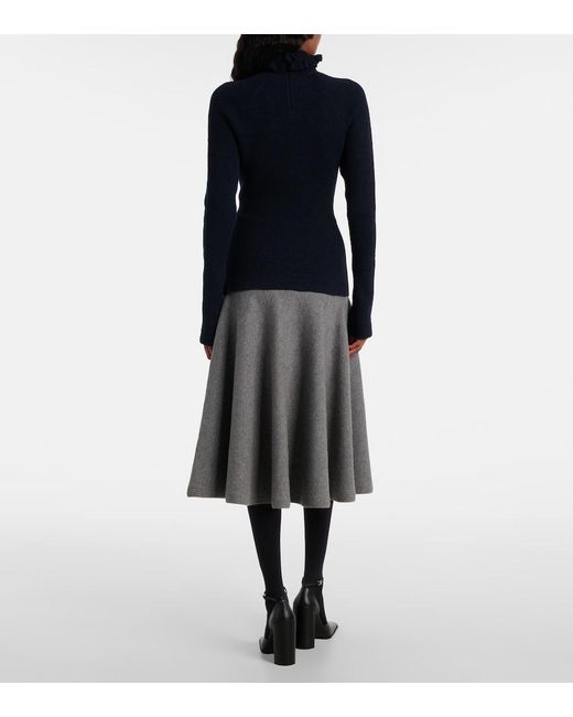 Alaïa Blue Wool And Silk-Blend Turtleneck Sweater