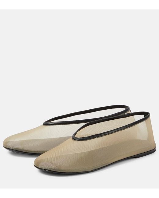 Khaite Natural Ballerinas Marcy Aus Mesh Mit Leder