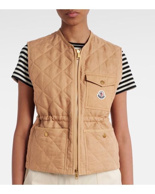 Moncler Natural Vigny Quilted Linen Vest