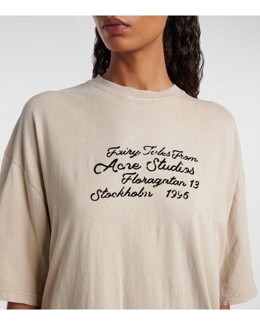 Acne Natural Logo Cotton Jersey T-Shirt