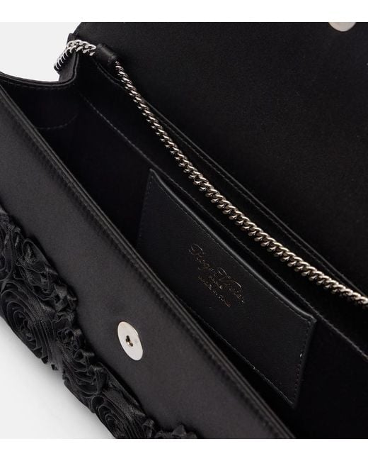 Roger Vivier Black Efflorescence Embellished Satin Clutch