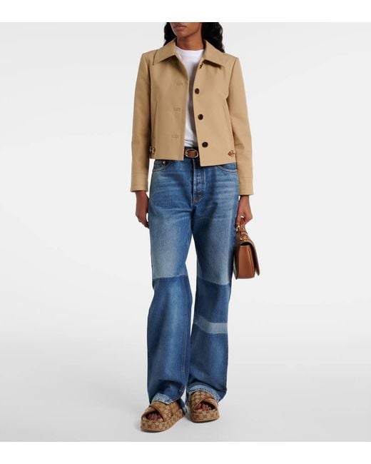 Mules Clarice Gg En Toile Gucci en coloris Brown