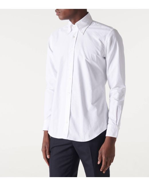 Thom Sweeney White Cotton Oxford Shirt for men