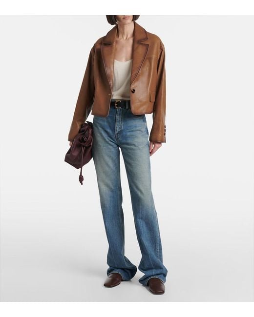 Dorothee Schumacher Brown Cropped Leather Jacket