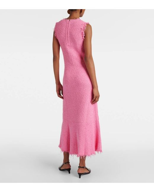 Vestido largo de boucle de algodon Jil Sander de color Pink