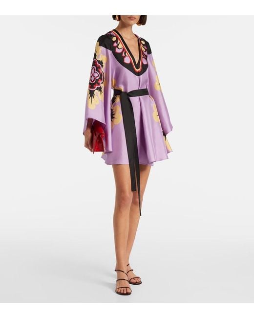 LaDoubleJ Purple Silk Magnifico Mini Dress