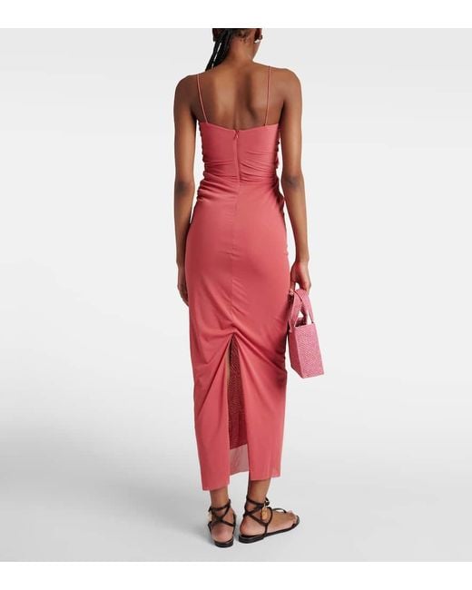 Christopher Esber Red Molded Venus Cutout Mesh Maxi Dress
