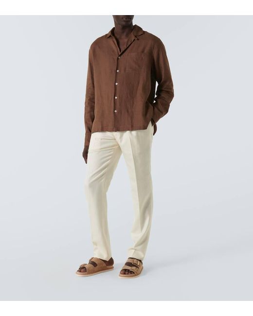 Pantalones tapered de mezcla de lana y seda Thom Sweeney de hombre de color Natural