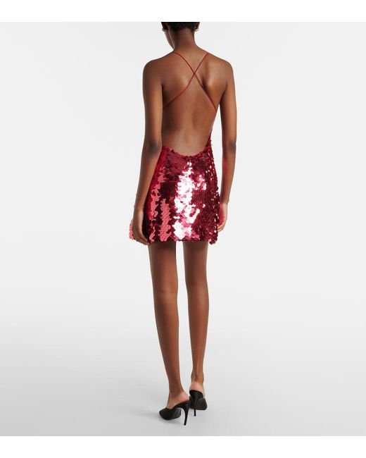 Alex Perry Red Sequined Open-Back Minidress