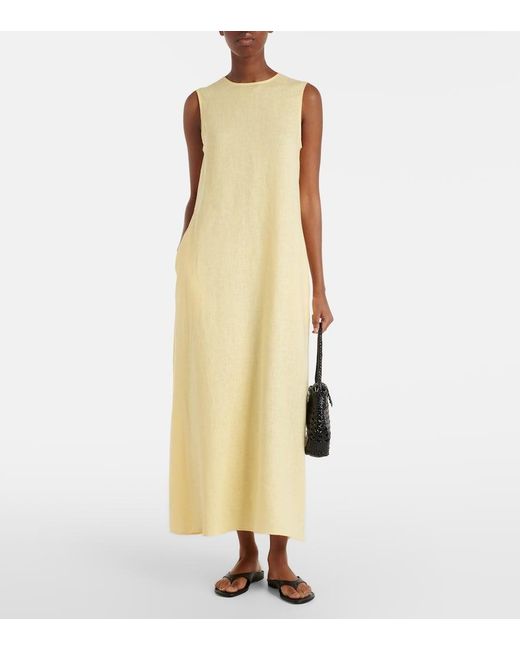 Asceno Yellow Tallin Linen Maxi Dress