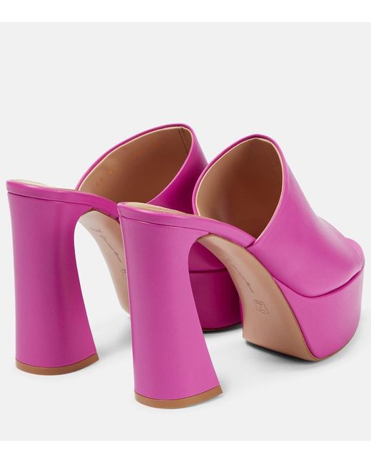 Gianvito Rossi Pink Holly Leather Platform Mules